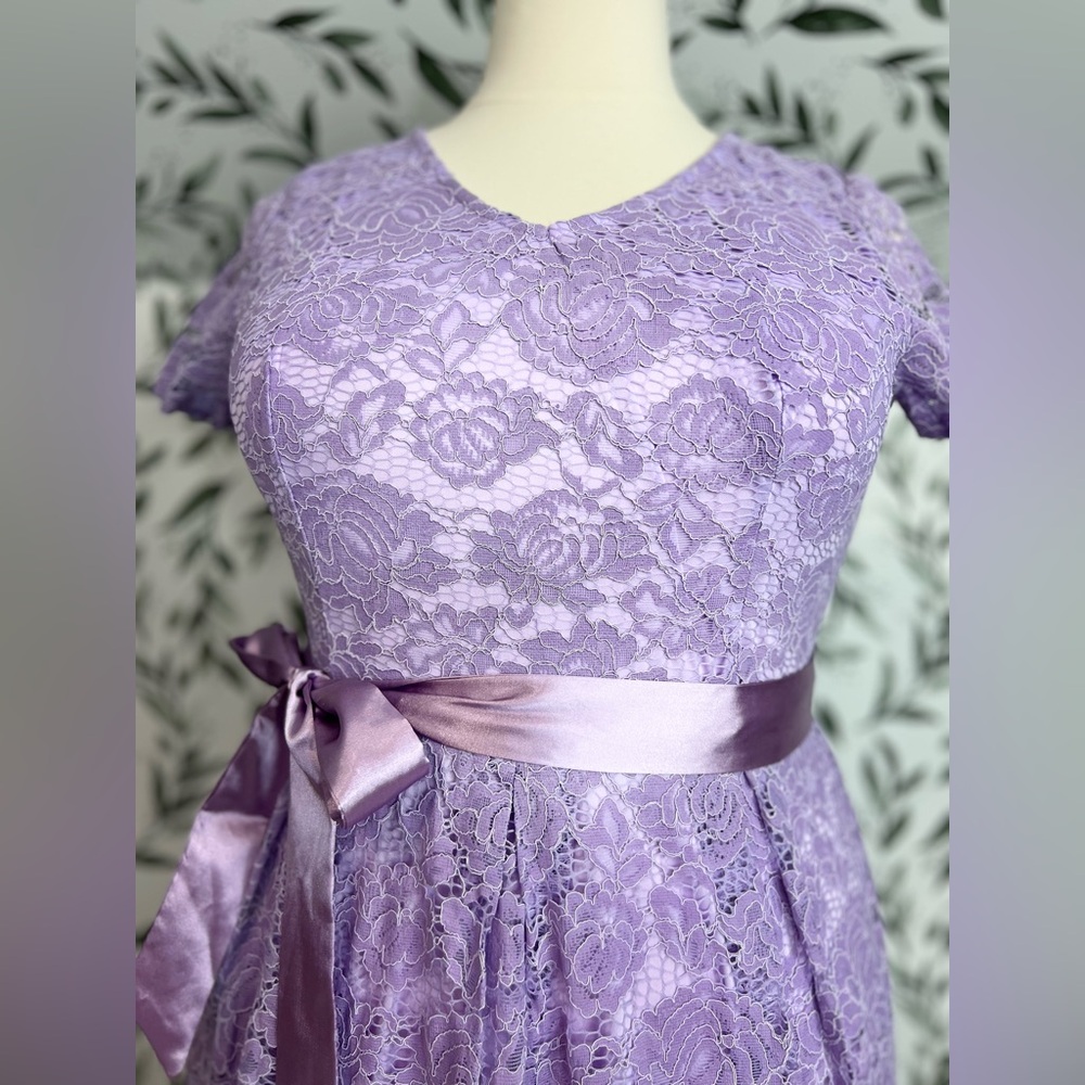 Retro Vintage Style Lace Lilac MOB Bridesmaid Wedding Classic Size L (12) New #4 - Picture 10 of 16